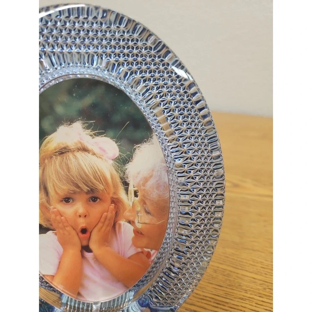 STUDIO NOVA-MAKASA LEAD CRYSTAL OVAL SHAPED PICTURE FRAME BLUE COLOR‎